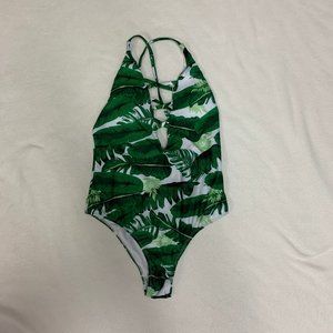SHEIN Leaf Print One Piece Swimsuit